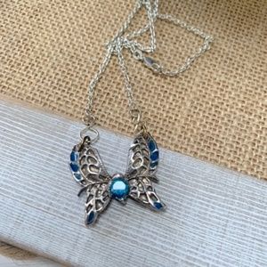 FINE SILVER (.999) AND SWAROVSKI CRYSTAL BUTTERFLY NECKLACE